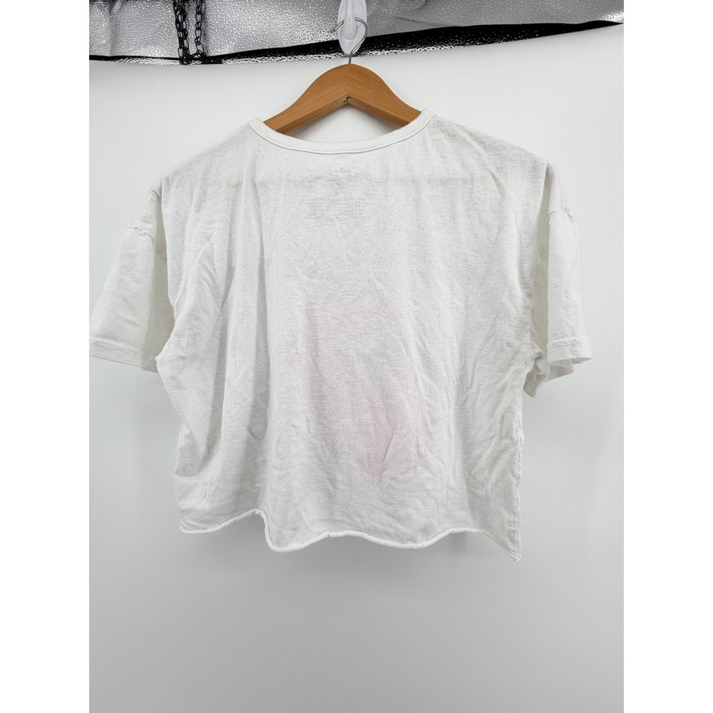 The Rolling Stones Graphic Cropped T-Shirt White Red Tongue Logo Small - Picture 3 of 5